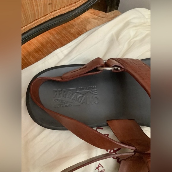 NOT FOR SALE RIGHT NOW Ferragamo Men’s Brown Leather Gancini Sandals​​ - Picture 8 of 14
